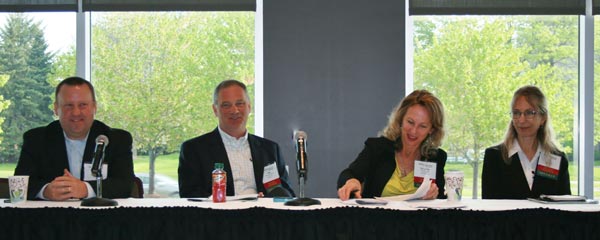 Josh Gibson of Kerry Ingredients, J.L. Clark's Phil Baerenwald, Steelcase's Mary Ellen Mika, and Metcam's Sue Max delve into the complexities of their companies' roles in a sustainable supply chain at the May Sustainable Manufacturer and Water 2.0 Conference & Exhibits.